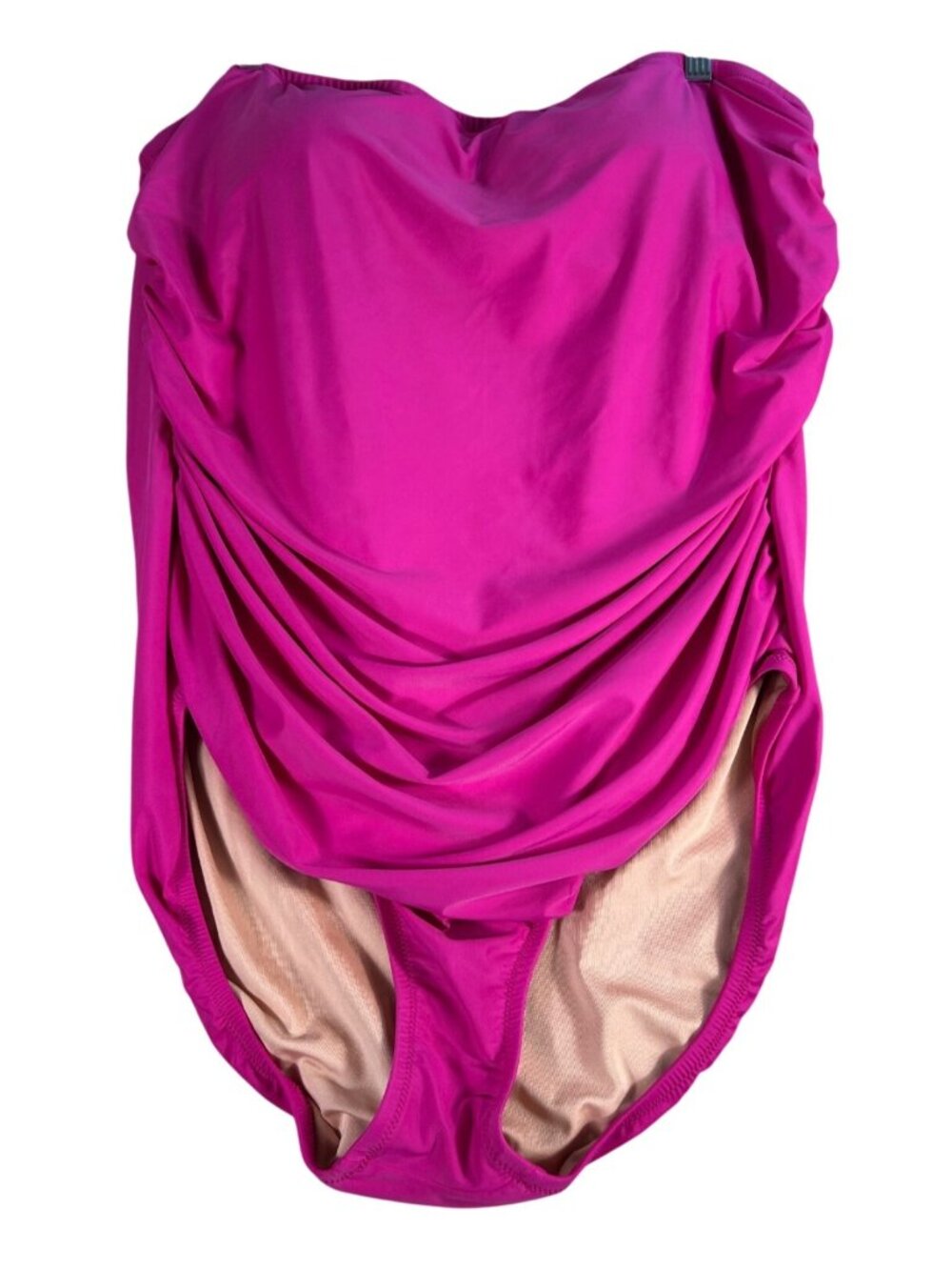 J Crew Pink Strapless Ruched One Piece Swimsuit Women's 22 Padded Side Wires